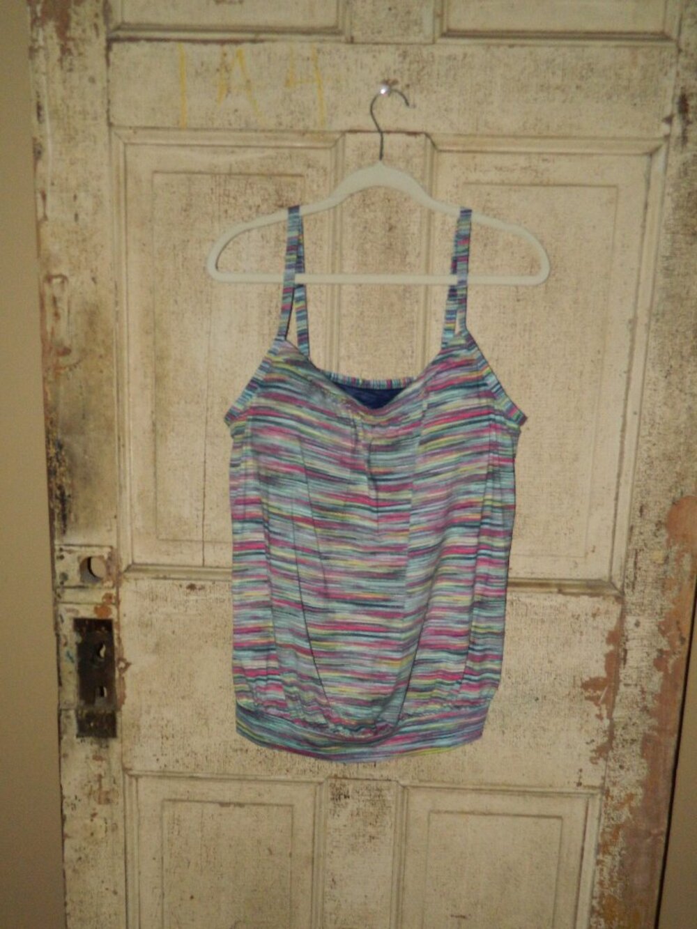 Lands" End Multicolor Striped Tankini Swim top Size 16L (XX-26)